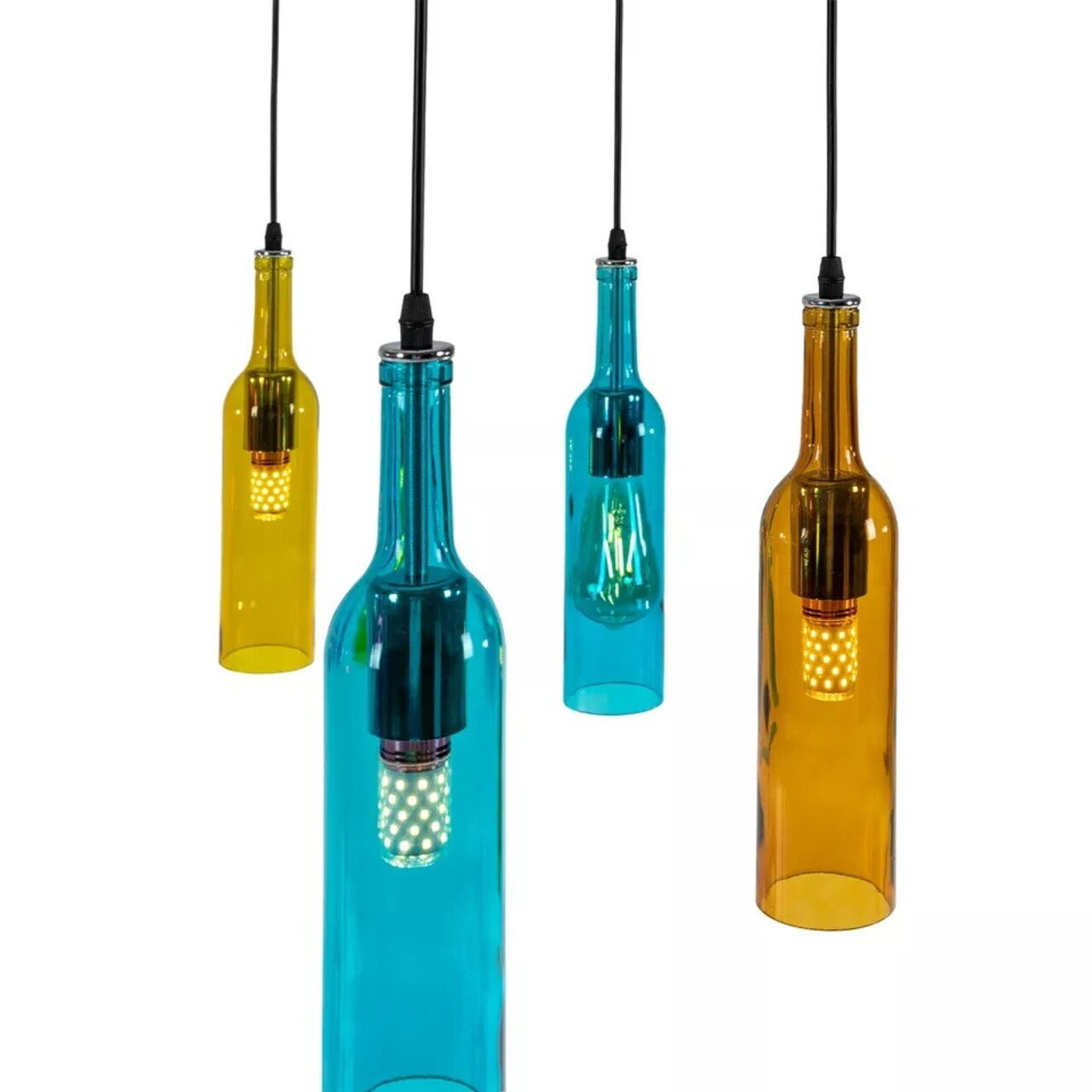 8pcs Hanging Wine Bottle Chandelier Pendant Lamp Ceiling Light Fixture Home Bar